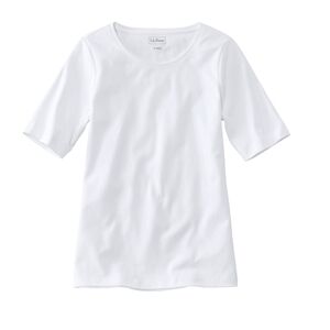 L.L. Bean White Crew Neck Long Sleeve Tee
